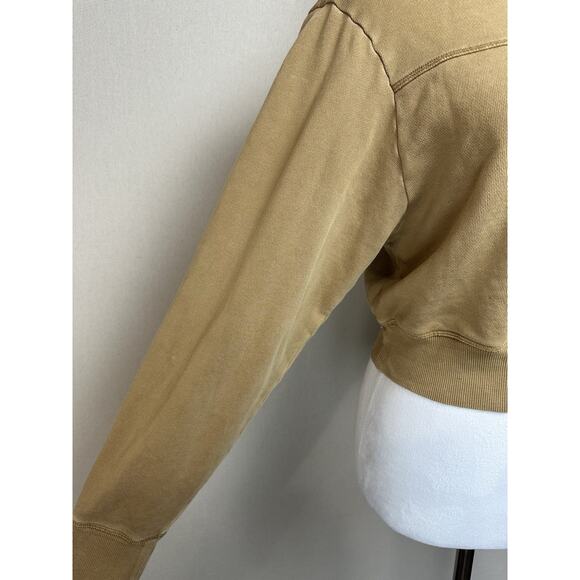Victoria's Secret PINK Sz S Logo Relaxed Cropped Pullover Sweatshirt Tan Beige - Picture 3 of 13